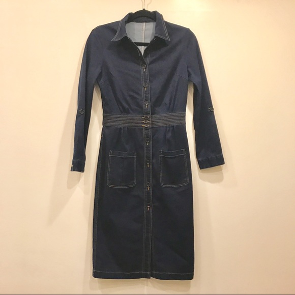 NWT/NWOT Elenyun L/S Collared Denim Midi Dress - Picture 2 of 6